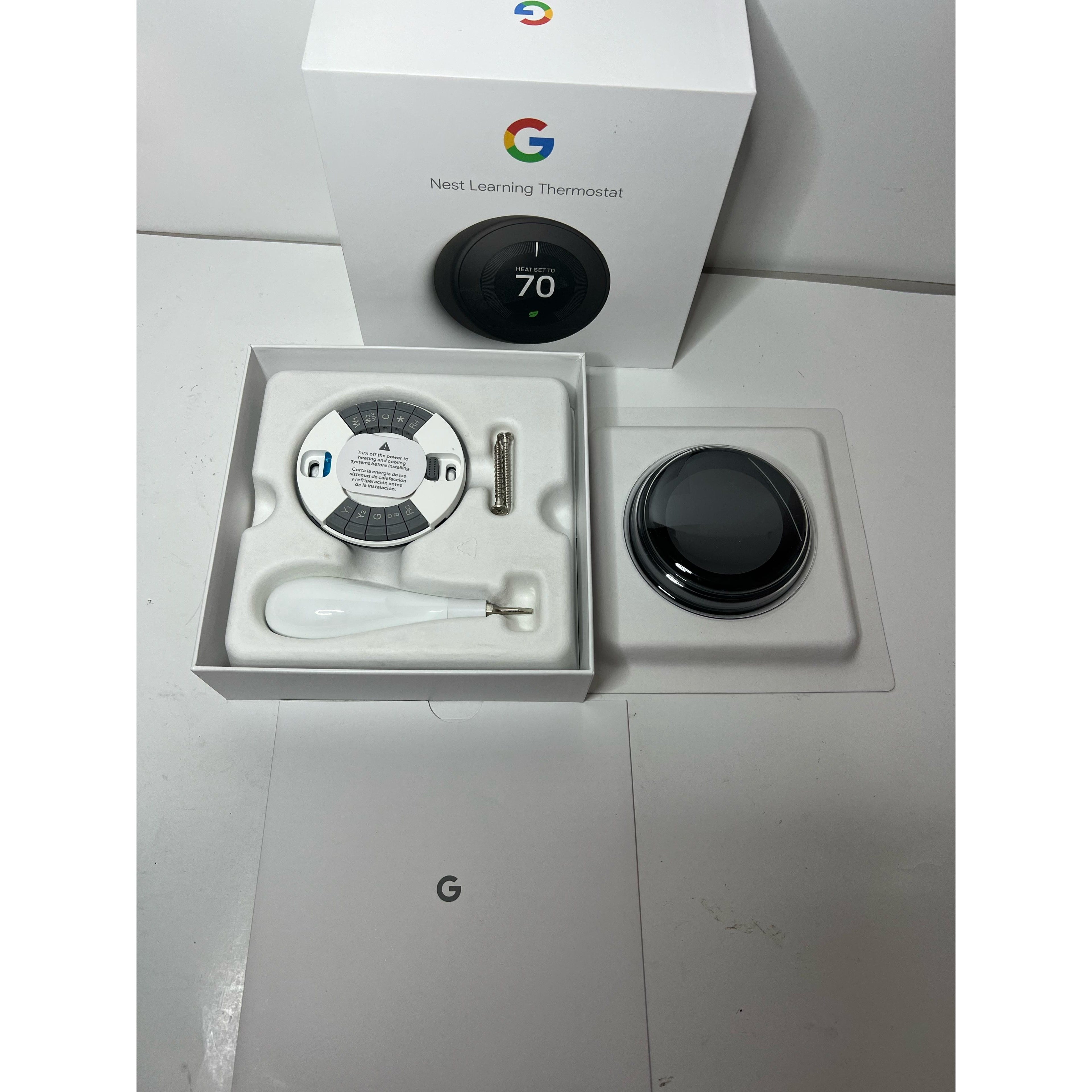 Google Nest Learning Thermostat - 3rd Gen - Programmable Smart Thermostat for Home - Compatible with Alexa (Black) T3016US