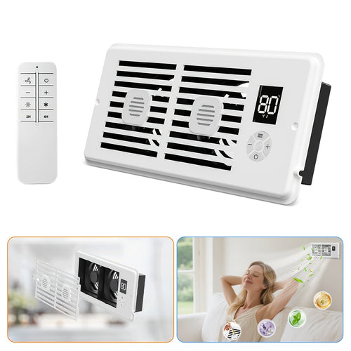 2026 Update New Register Booster Fan 10-Speed Control, Quiet Thermostat with Remote Control, Air Vent Fan Booster for Room 4\