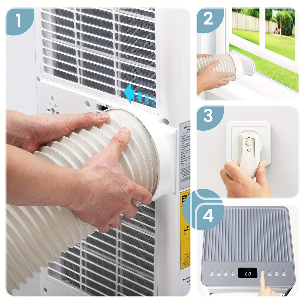 10, 000 BTU Portable Air Conditioner for Room Up to 450 Sq.Ft, with Dehumidifier & Fan, Standing Air Conditioner for Room, Portable AC unit with Remote Control & Window Kit, LED Display