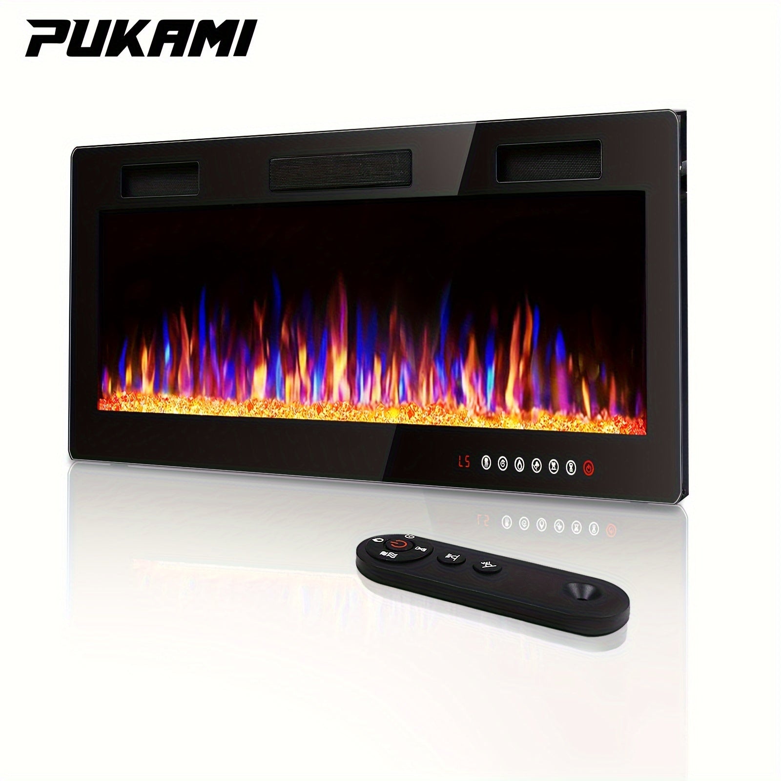 Vitesse Ultra-Thin Electric Fireplace In-Wall Recessed and Wall Mounted Fireplace Heater, Linear Fireplace with Multicolor Flame, Timer, Low Noise, 750\u002F1500W, Touch Screen & Remote Control