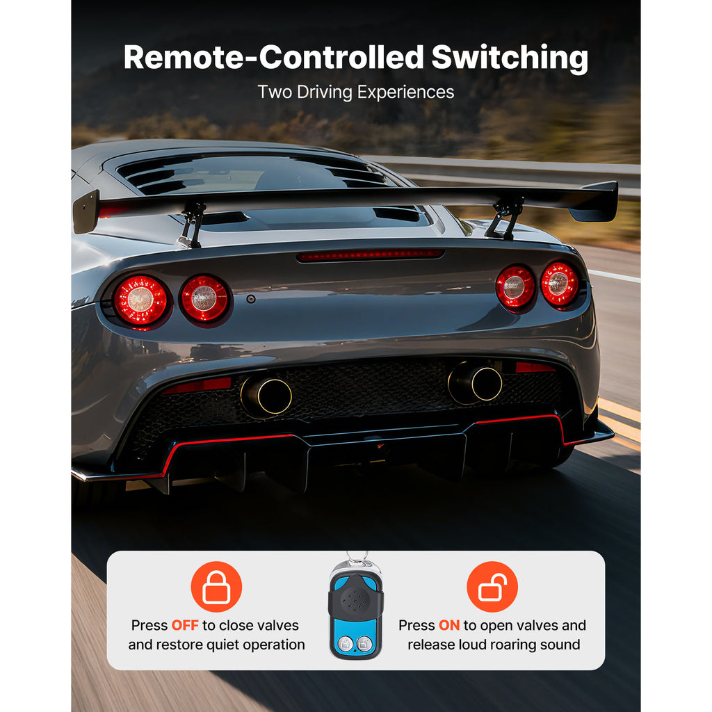 VEVOR Electric Exhaust Cutout, 2.5 Inch Universal Stainless Steel Exhaust Valve Kit with One Controller Remote Kit, Cut Out Valve, Y Pipe, Remote Control & Box, Fits Trucks, Sedans, Sports Cars, SUVs