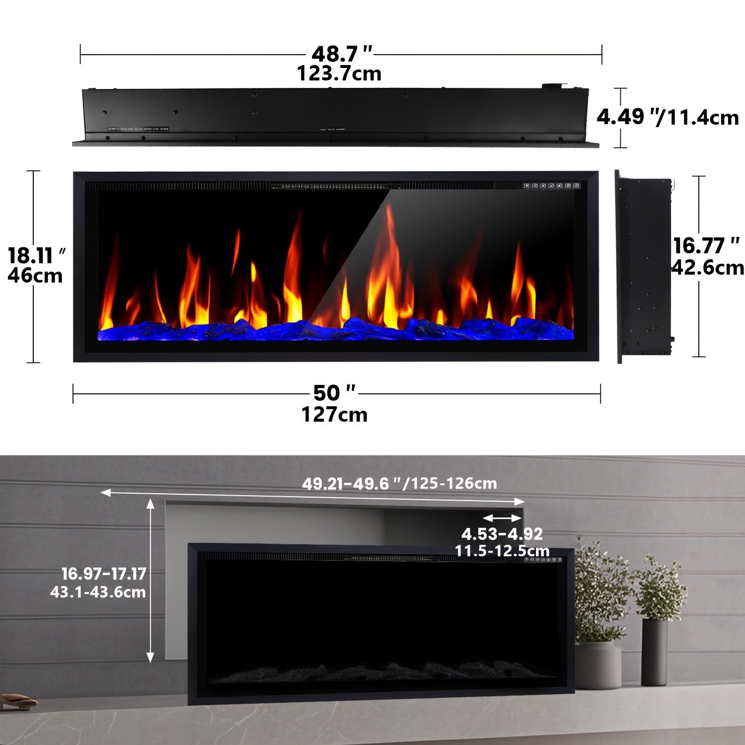 68 inch Electric Fireplace, 4.49\