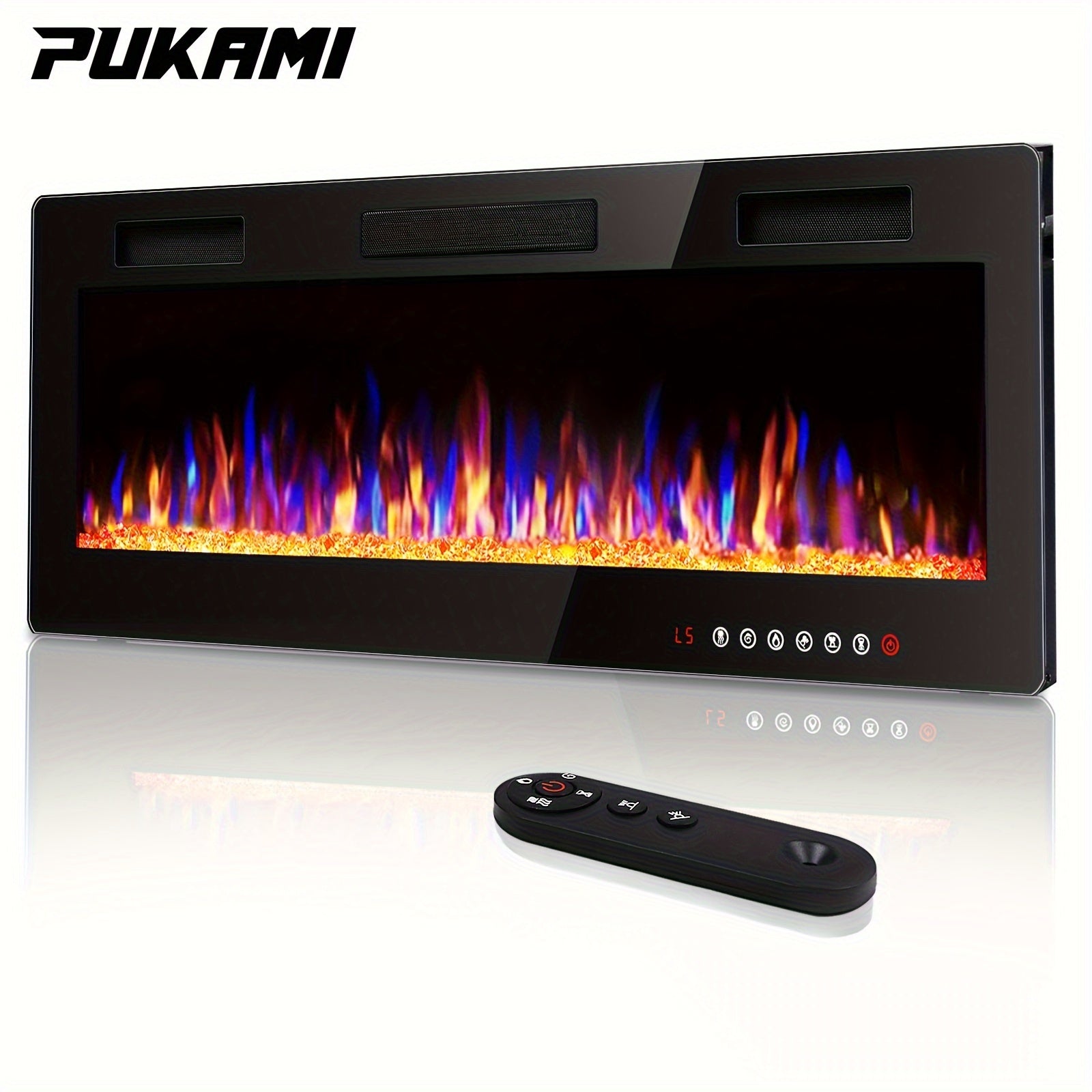 Vitesse Ultra-Thin Electric Fireplace In-Wall Recessed and Wall Mounted Fireplace Heater, Linear Fireplace with Multicolor Flame, Timer, Low Noise, 750\u002F1500W, Touch Screen & Remote Control