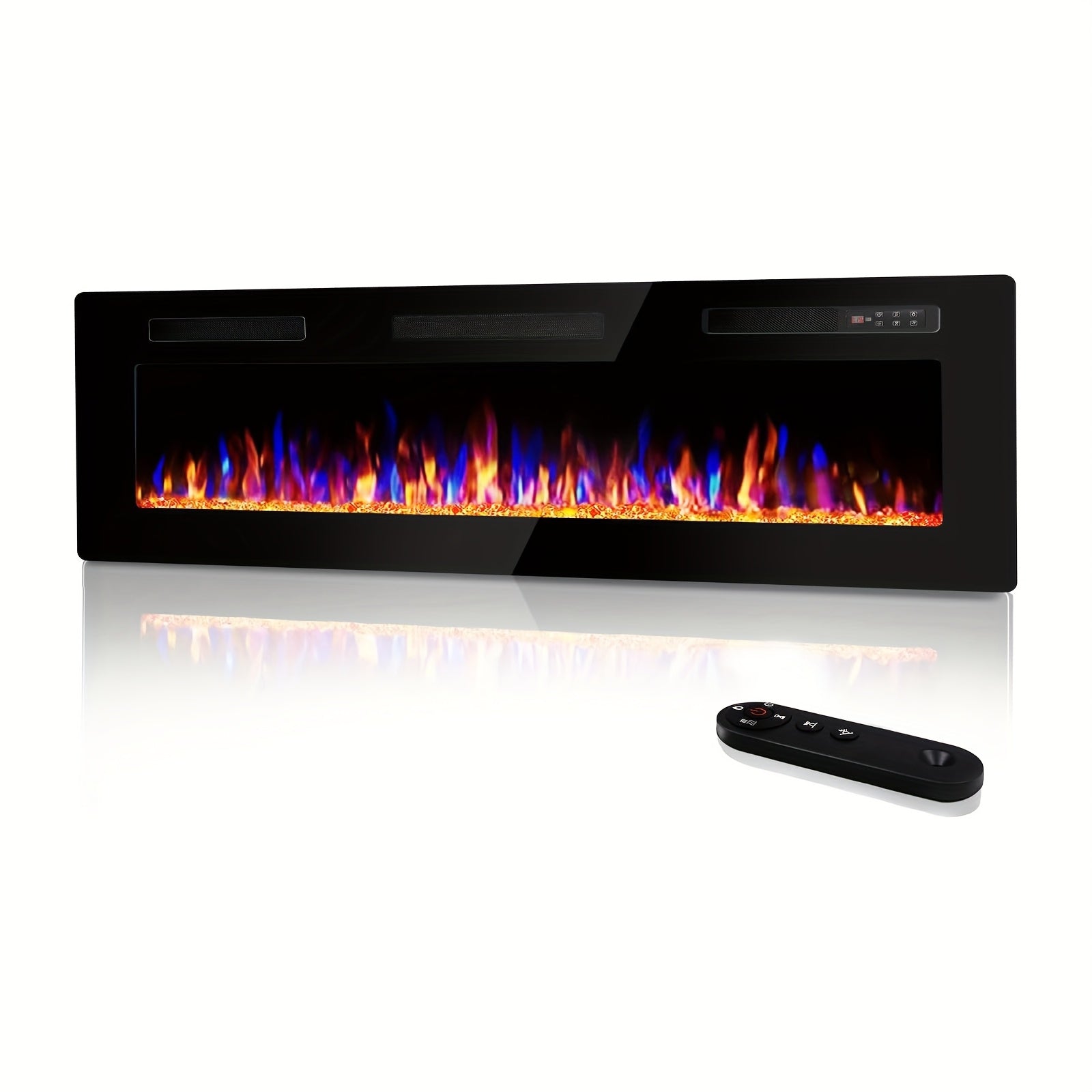 Vitesse Ultra-Thin Electric Fireplace In-Wall Recessed and Wall Mounted Fireplace Heater, Linear Fireplace with Multicolor Flame, Timer, Low Noise, 750\u002F1500W, Touch Screen & Remote Control