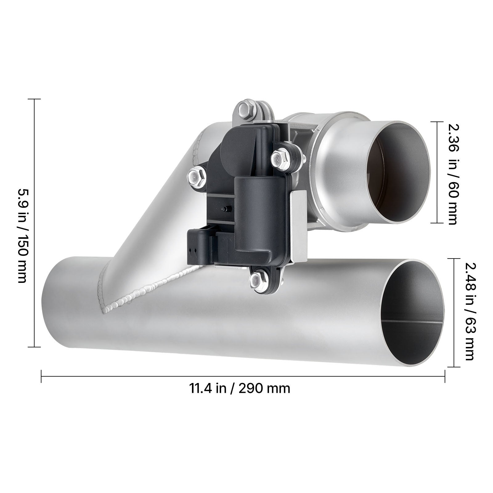VEVOR Electric Exhaust Cutout, 2.5 Inch Universal Stainless Steel Exhaust Valve Kit with One Controller Remote Kit, Cut Out Valve, Y Pipe, Remote Control & Box, Fits Trucks, Sedans, Sports Cars, SUVs