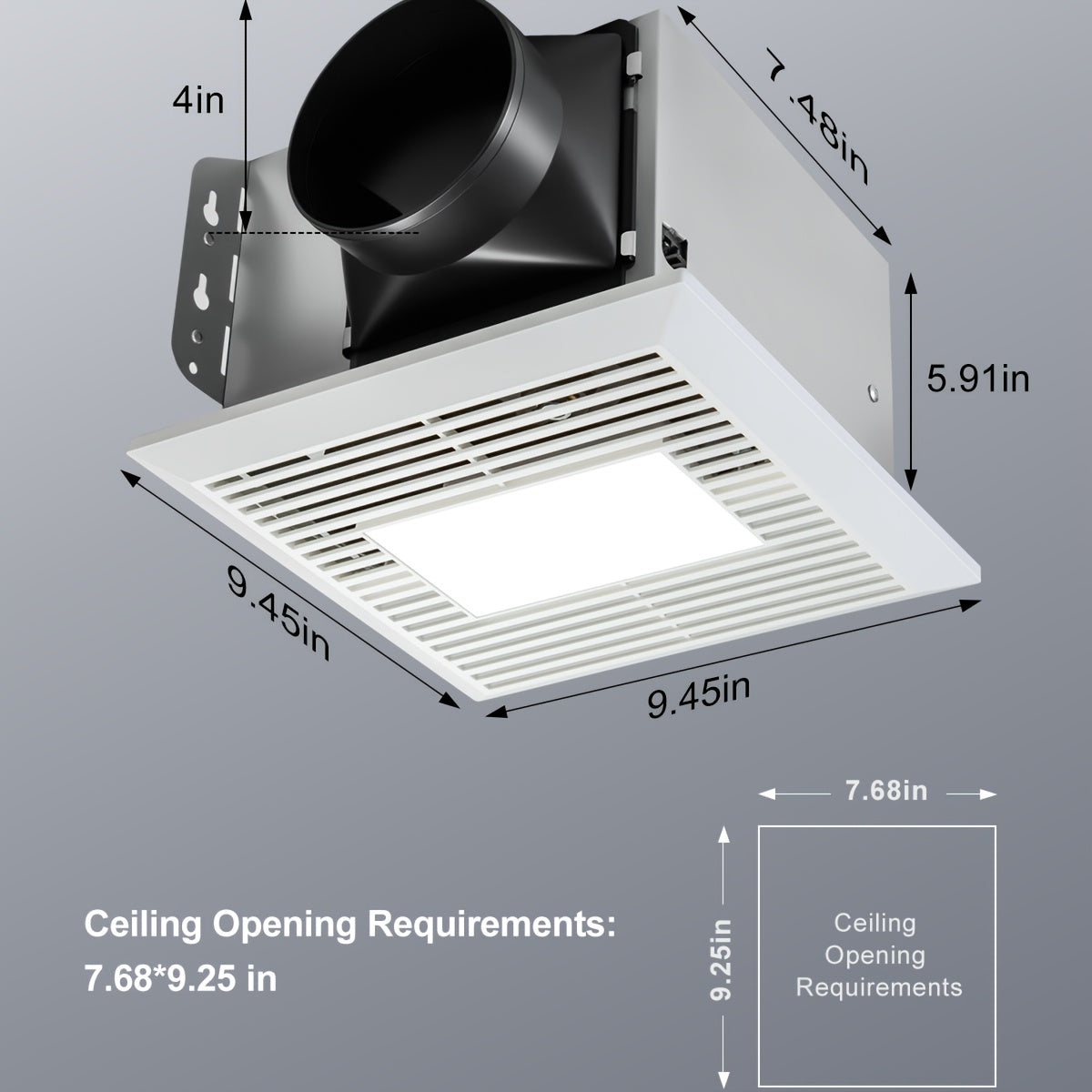 GROWNEER 35W Exhaust Fan with Humidity Sensor-30%\u002F60%\u002F80% Adjustable, 110 CFM 1.0 Sone Bathroom Fan with Light, 600lm 2700K\u002F4000K\u002F5000K Adjustable, 7.68 X 9.25 Inch