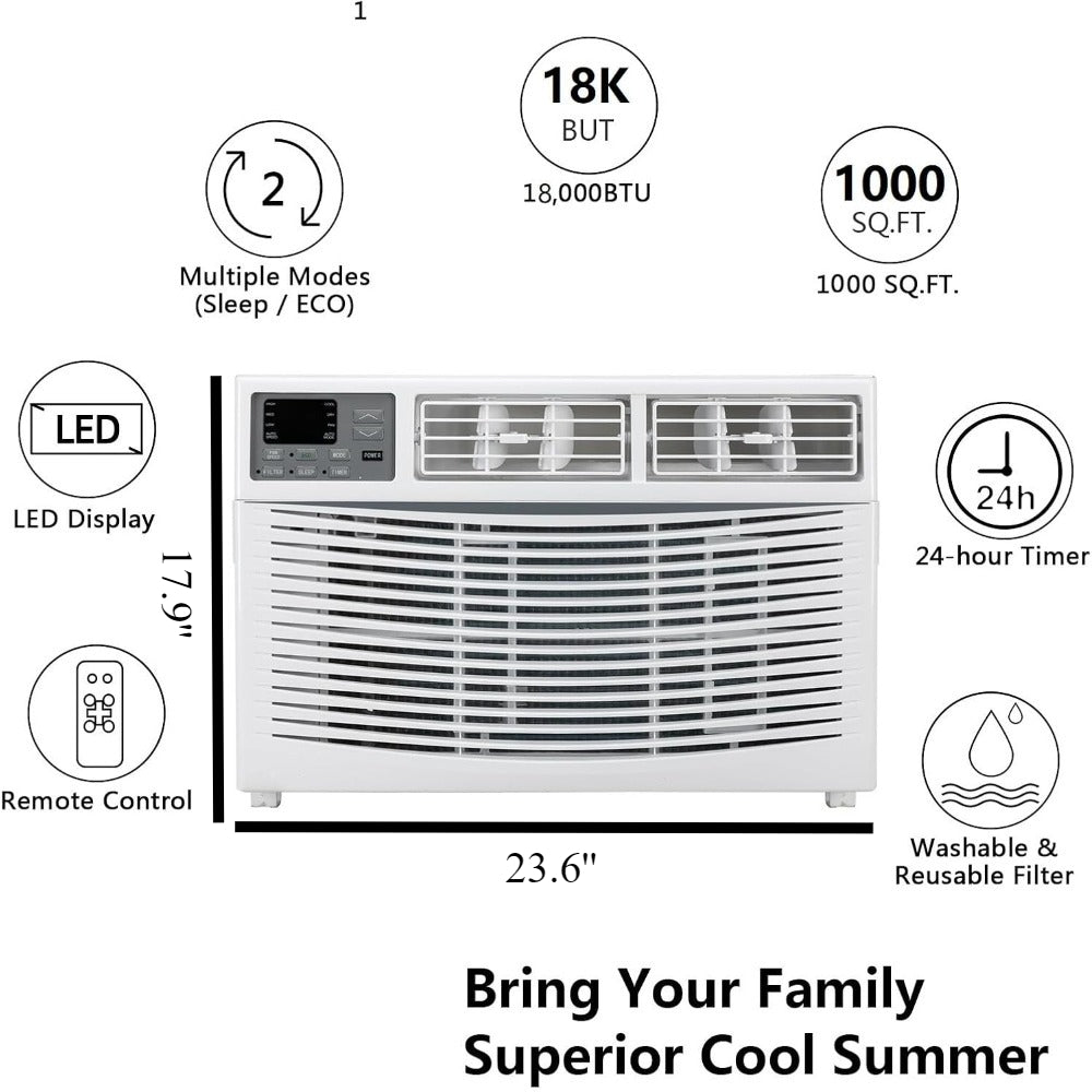 Wifi Window Air Conditioner, 5000\u002F6000\u002F8000\u002F10000\u002F12000\u002F18000\u002F24000BTU, 3-In-1 AC Unit with Fan And Dehumidifier, 115\u002F230V for Large Room, Home, Office