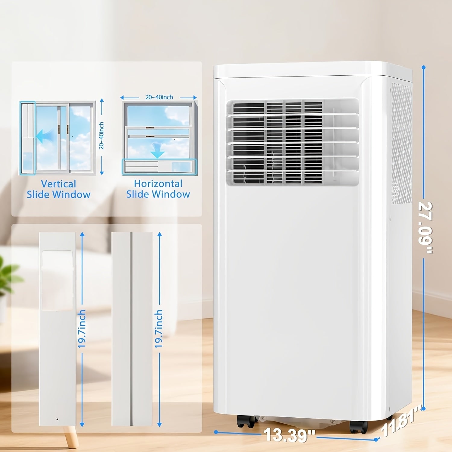10, 000 BTU Portable Air Conditioner for Room Up to 450 Sq.Ft, with Dehumidifier & Fan, Standing Air Conditioner for Room, Portable AC unit with Remote Control & Window Kit, LED Display