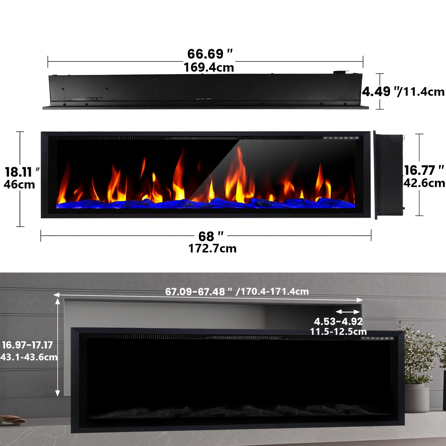68 inch Electric Fireplace, 4.49\