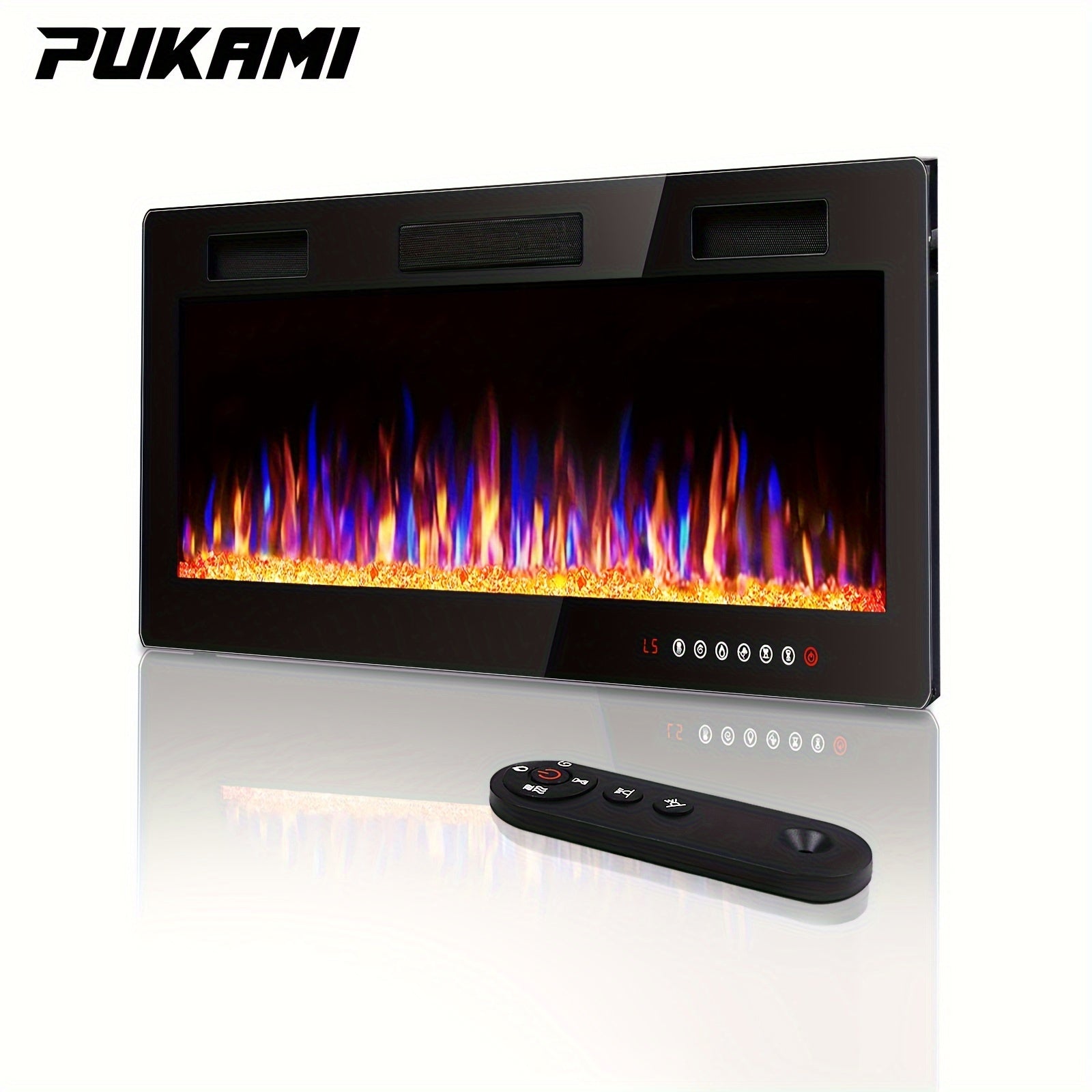 Vitesse Ultra-Thin Electric Fireplace In-Wall Recessed and Wall Mounted Fireplace Heater, Linear Fireplace with Multicolor Flame, Timer, Low Noise, 750\u002F1500W, Touch Screen & Remote Control