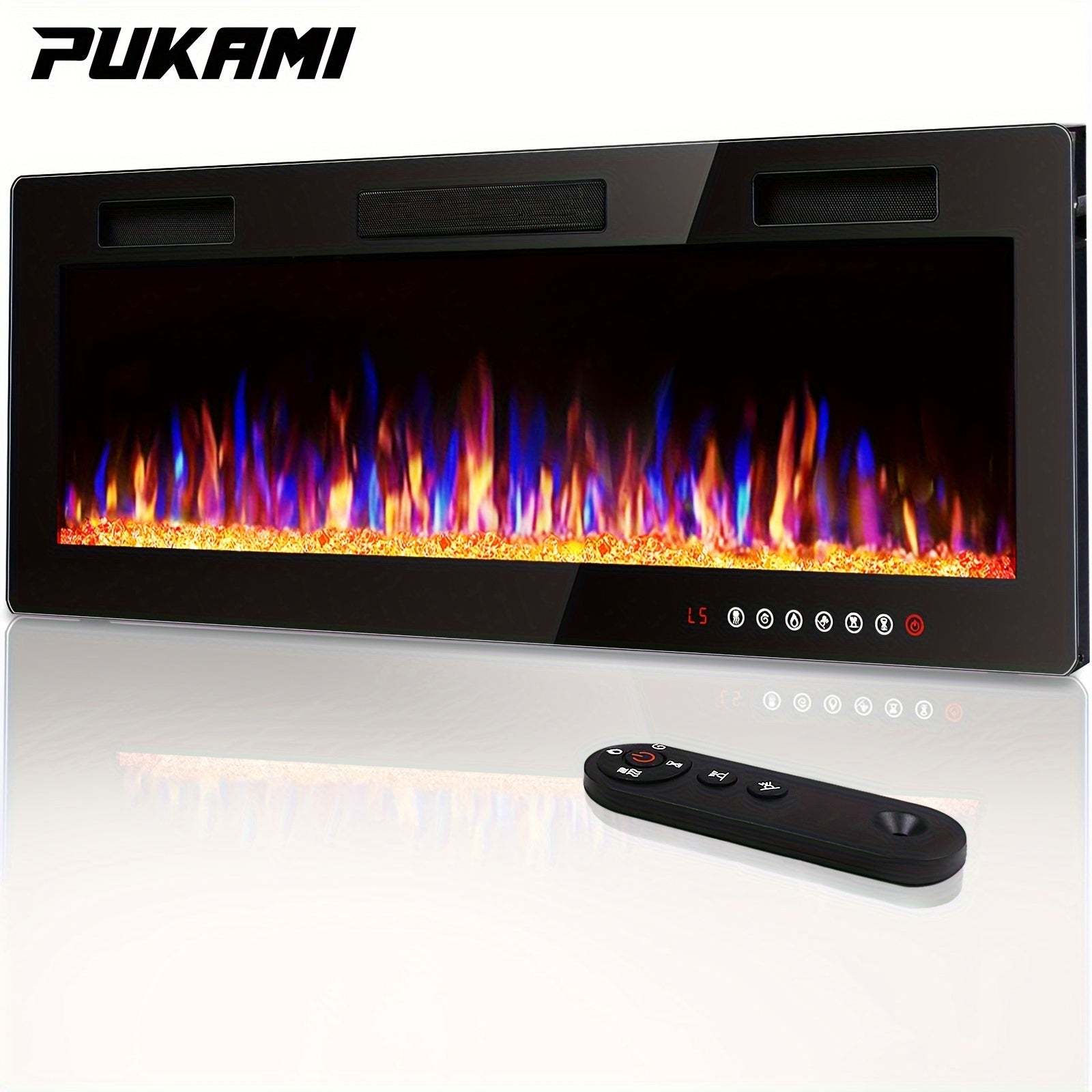 Vitesse Ultra-Thin Electric Fireplace In-Wall Recessed and Wall Mounted Fireplace Heater, Linear Fireplace with Multicolor Flame, Timer, Low Noise, 750\u002F1500W, Touch Screen & Remote Control