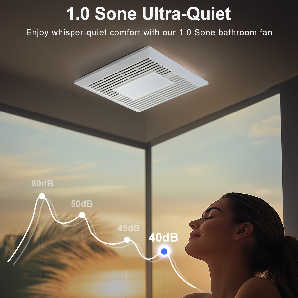 GROWNEER 35W Exhaust Fan with Humidity Sensor-30%\u002F60%\u002F80% Adjustable, 110 CFM 1.0 Sone Bathroom Fan with Light, 600lm 2700K\u002F4000K\u002F5000K Adjustable, 7.68 X 9.25 Inch