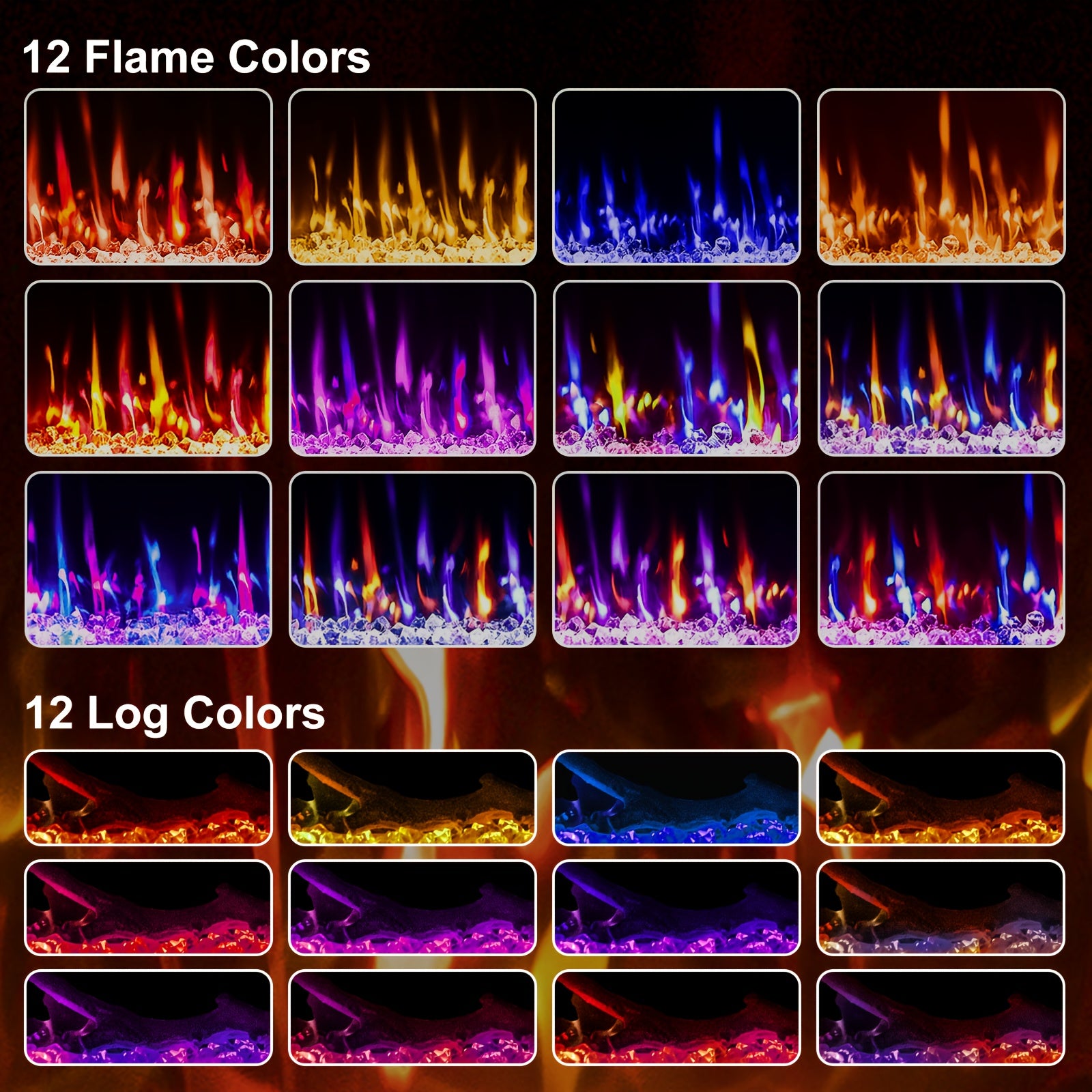 60 Inch Electric Fireplace | In-Wall Recessed and Wall Mounted, Fireplace Heater with Remote Control, Linear Fireplace with Adjustable Flame Color, for Bedroom, Timer, Log & Crystal, 750\u002F1500W, Metal, Cool Touch Exterior, Brand: VENDORZ