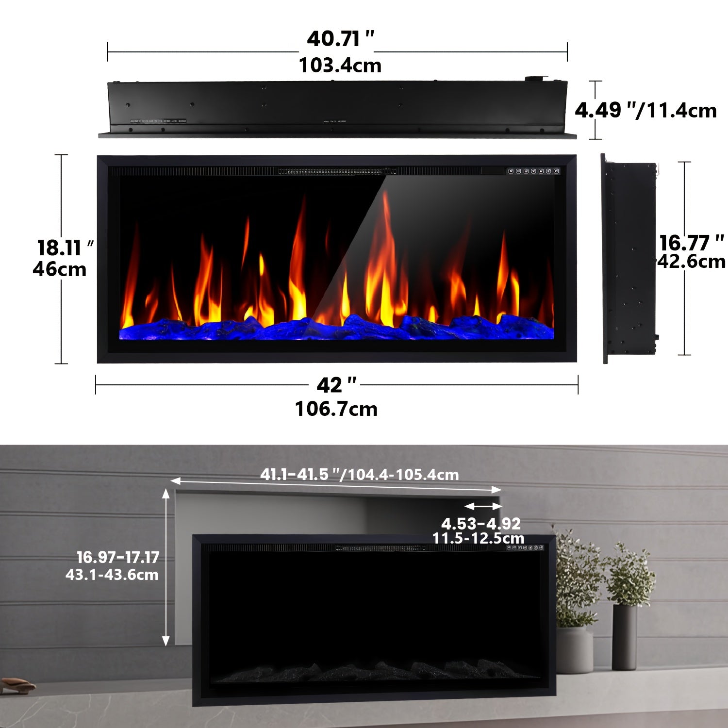 68 inch Electric Fireplace, 4.49\