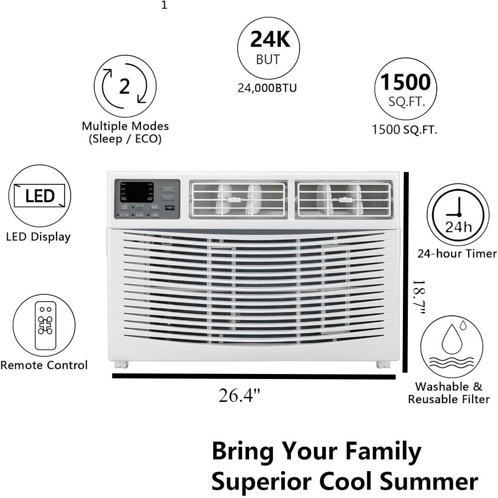 Wifi Window Air Conditioner, 5000\u002F6000\u002F8000\u002F10000\u002F12000\u002F18000\u002F24000BTU, 3-In-1 AC Unit with Fan And Dehumidifier, 115\u002F230V for Large Room, Home, Office