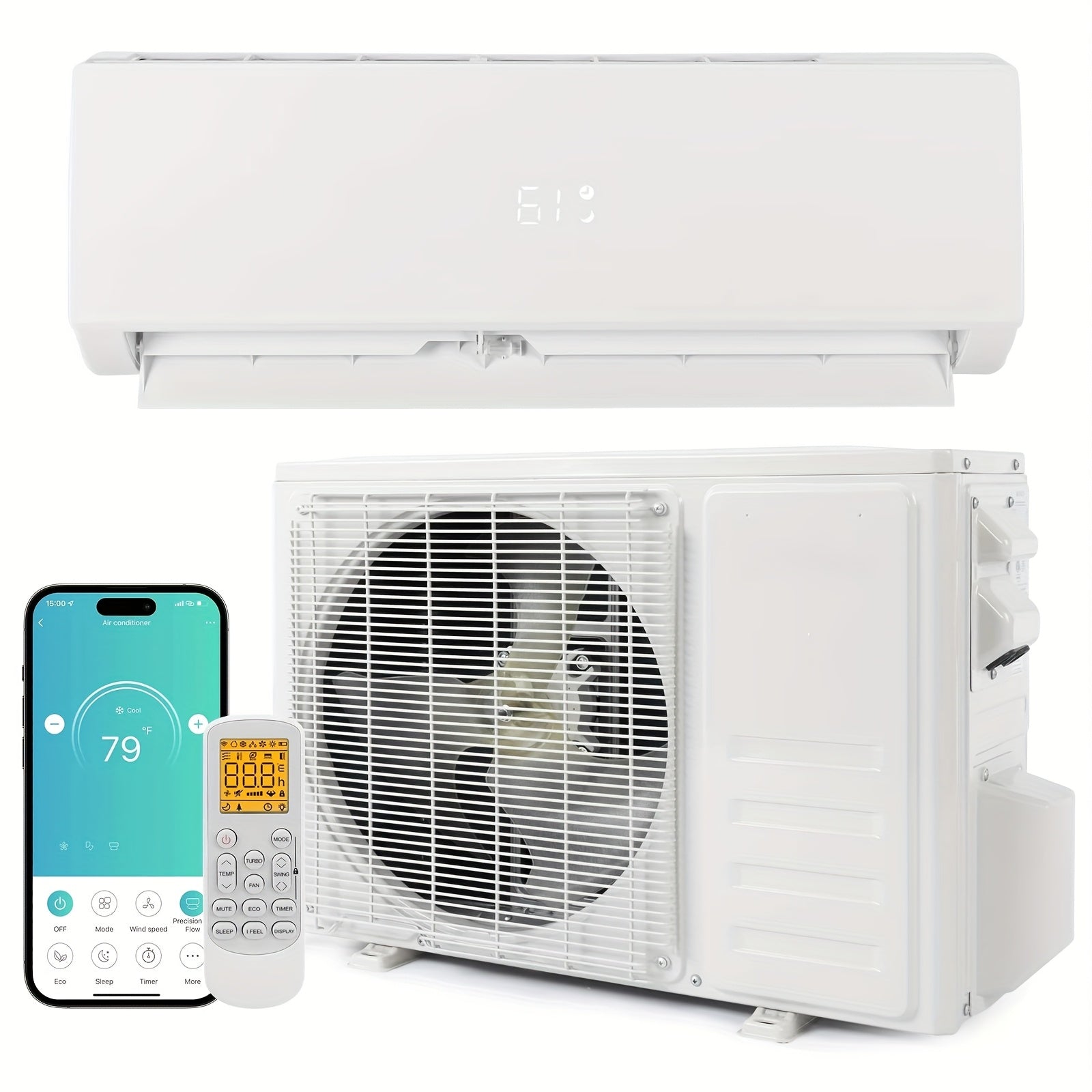 LEADZM Mini Split Air Conditioner, Pre-Charged Condenser, Split-System Air Conditioning, Heat Pump, Remote Control, Equip with Installation Kit